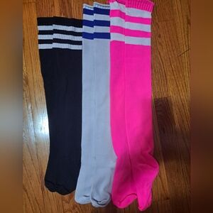 Striped Over The Knee-Thigh High Socks Set Of 3, Dancer Go-Go Stripper